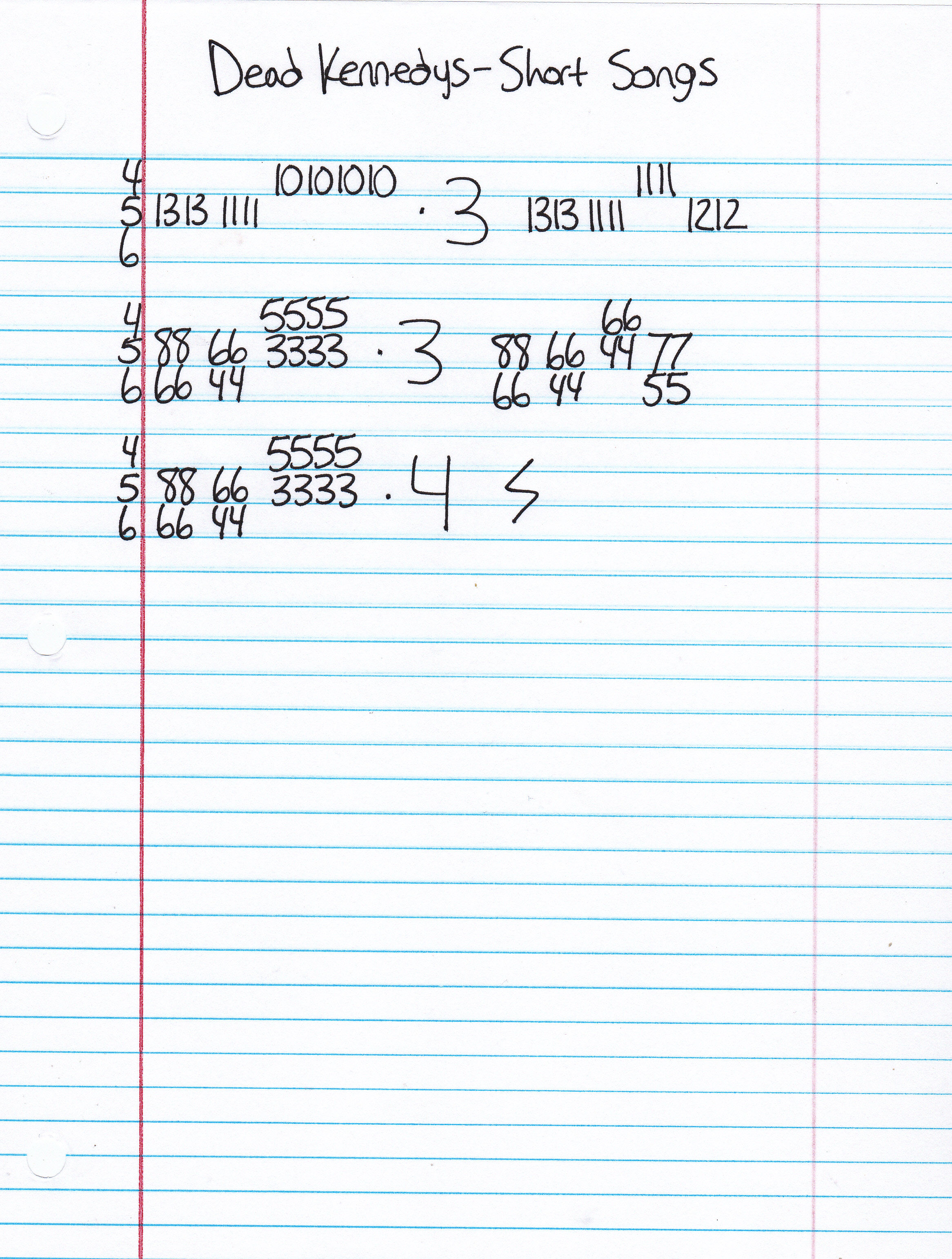 High quality guitar tab for Short Songs by Dead Kennedys off of the album Give Me Convenience Or Give Me Death. ***Complete and accurate guitar tab!***